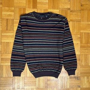 Cotton Reel Coogi Style Vertical Striped Mens Large Sweater